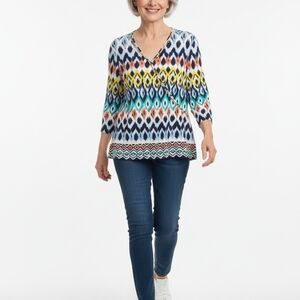 Ruby Rd. Vibrant Diamond Pattern Top